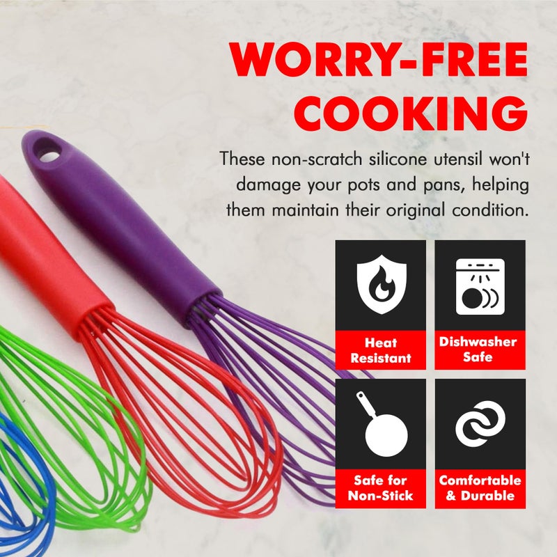 Chef Craft Premium Silicone Wire Cooking Whisk, 10.5 inch, Blue - Image 3